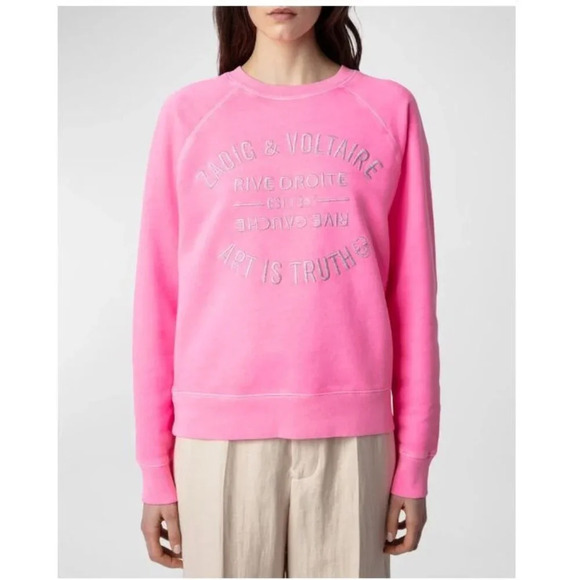 Zadig & Voltaire Tops - Zadig & Voltaire Upper Cotton Logo Sweatshirt IN ELECTRIC PINK NWT  - S